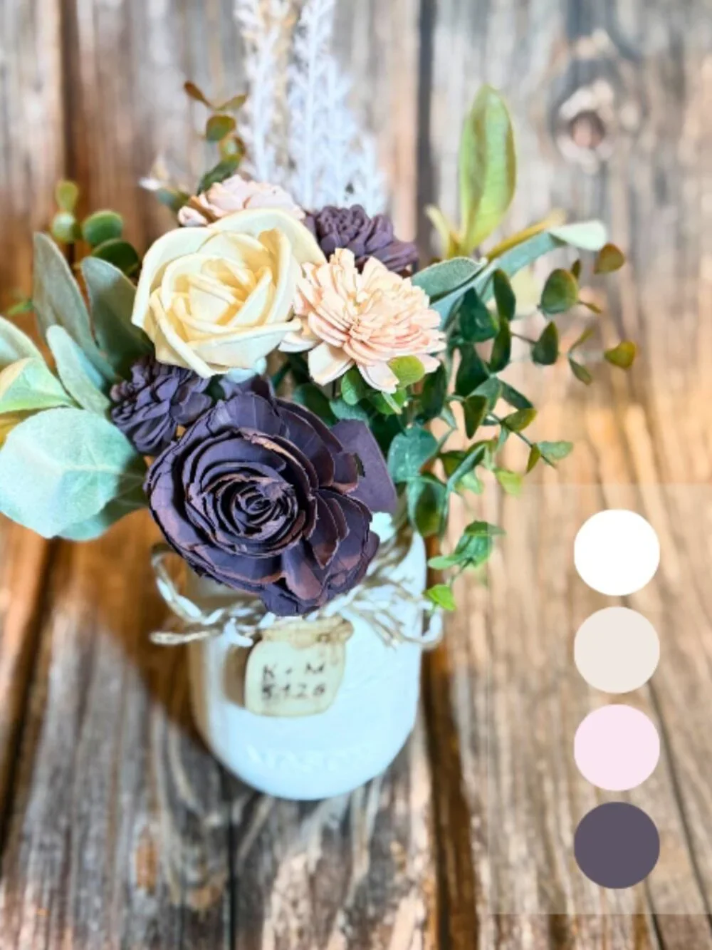 Sola Wood Lavender Wedding Floral Table Centerpieces Set of 3 Mason Jar Decor